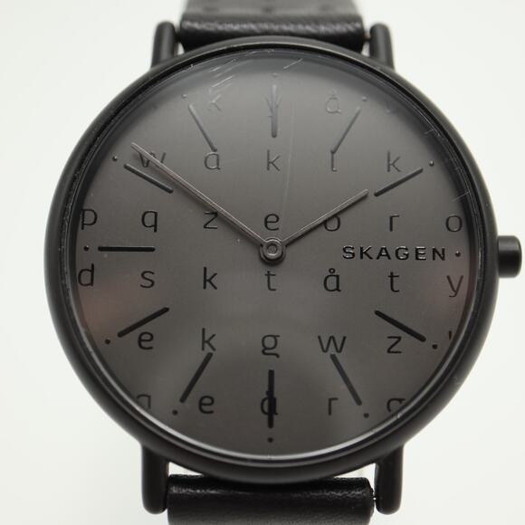 Skagen Signatur Alphabet Black Slim Unisex 36mm Watch Leather with New Battery main image 10